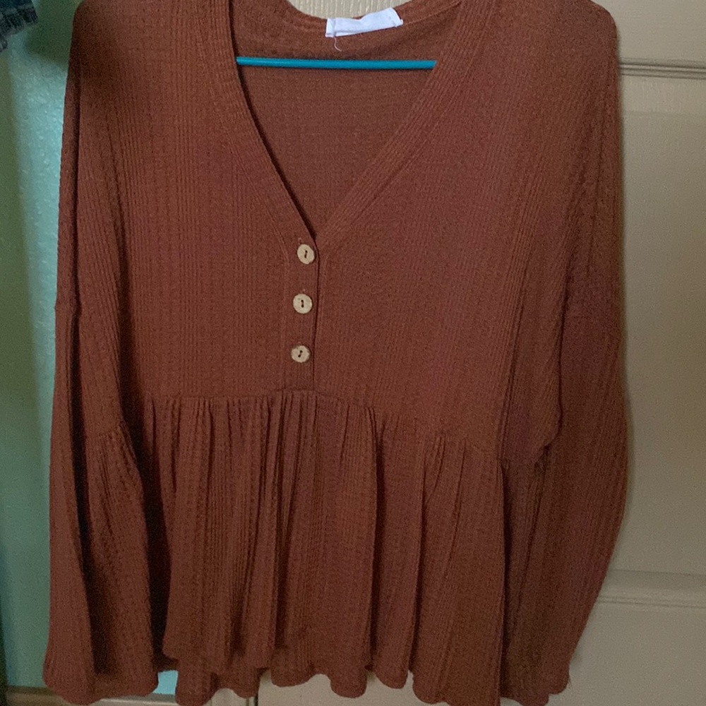 flowy long-sleeve button blouse